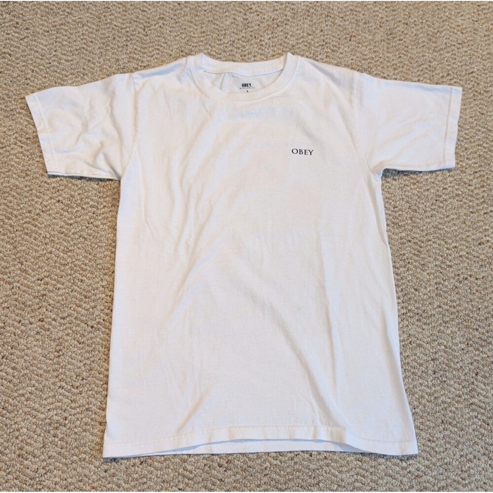 Obey Graphic T Shirt Small White Floral Flower Short Sleeve Crewneck